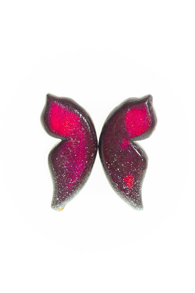 Magenta butterfly earrings