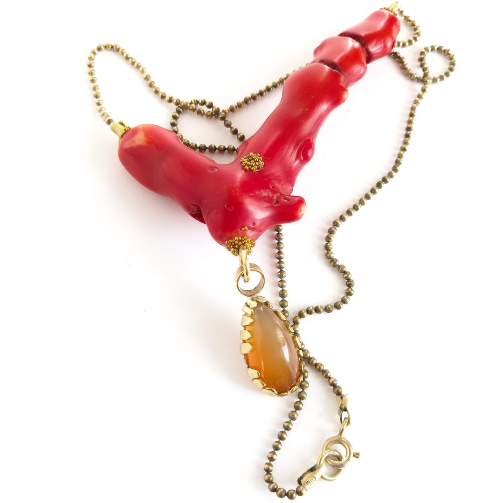 Coral carnelian necklace