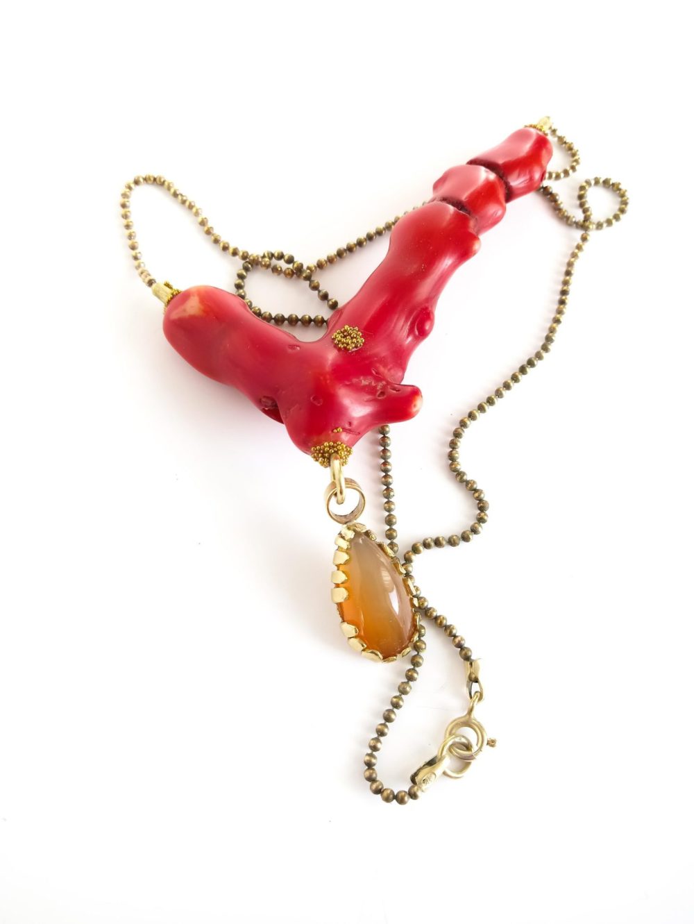 Coral carnelian necklace