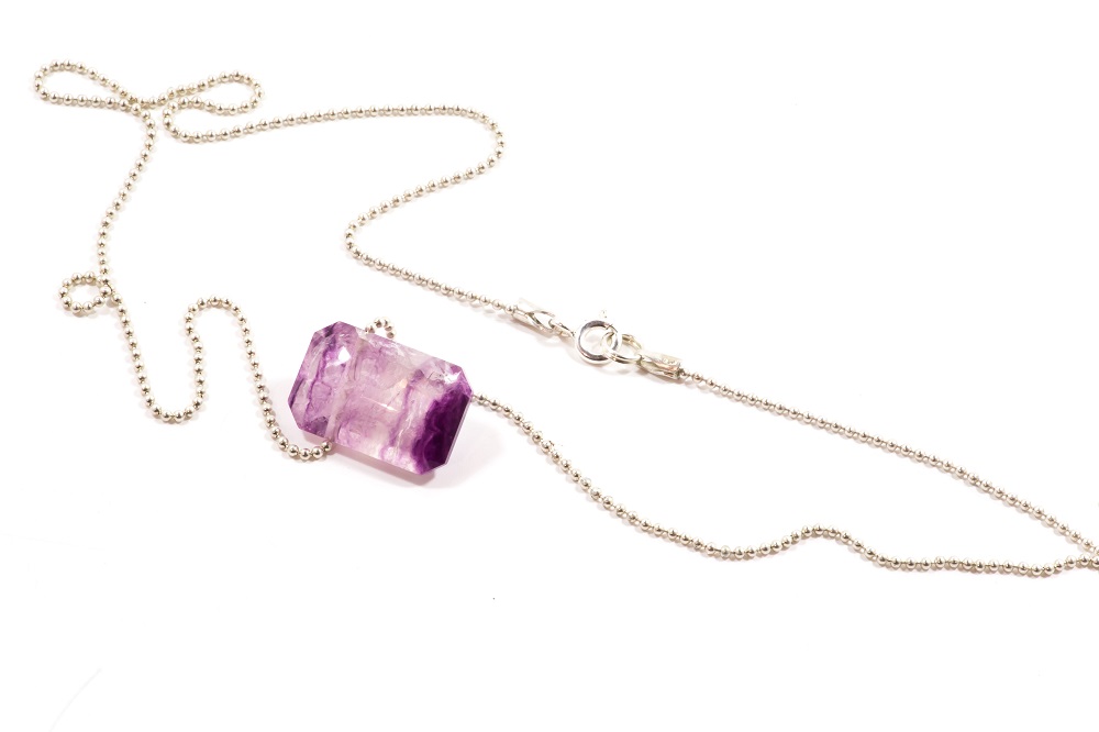 Scintilla Fluorite rectangle cut necklace