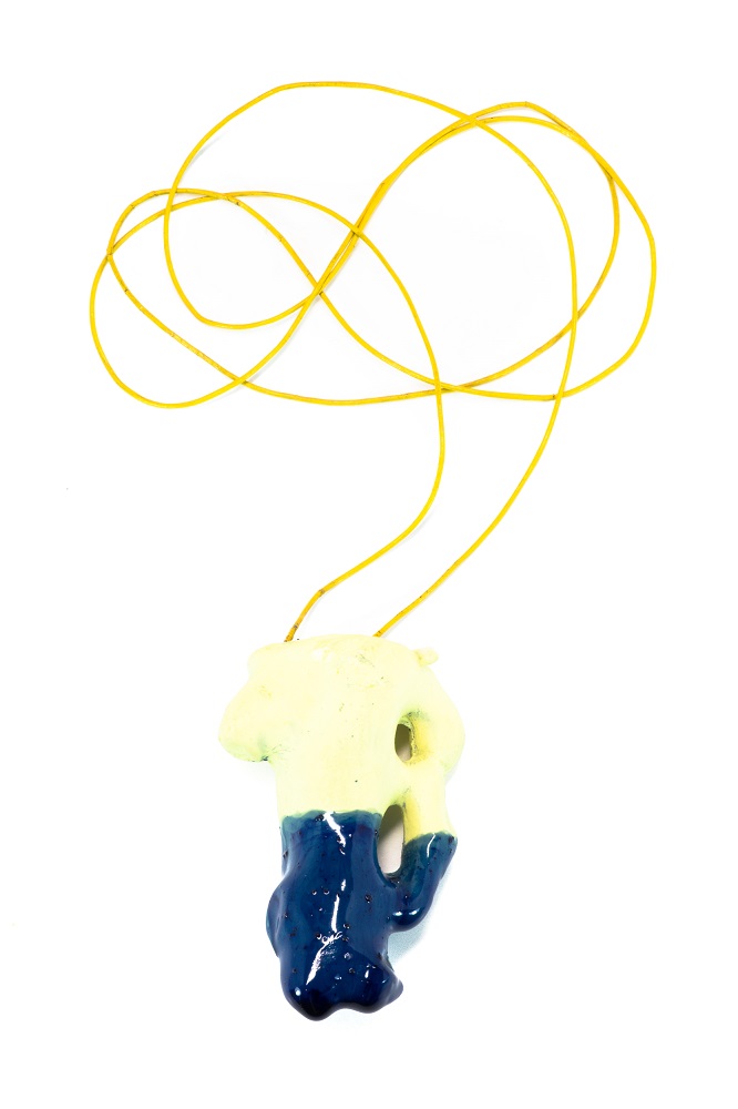 Yellow and blue porcelain necklace