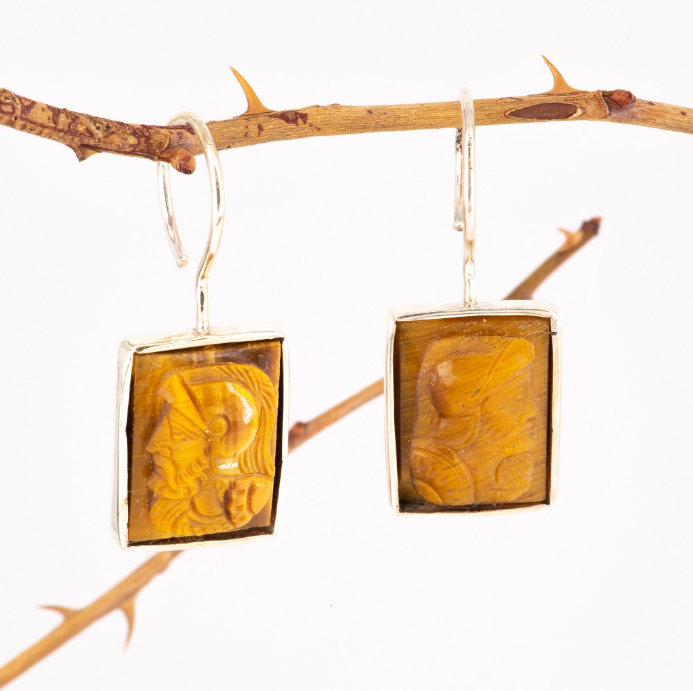 Tiger's eye Cameo Earrings