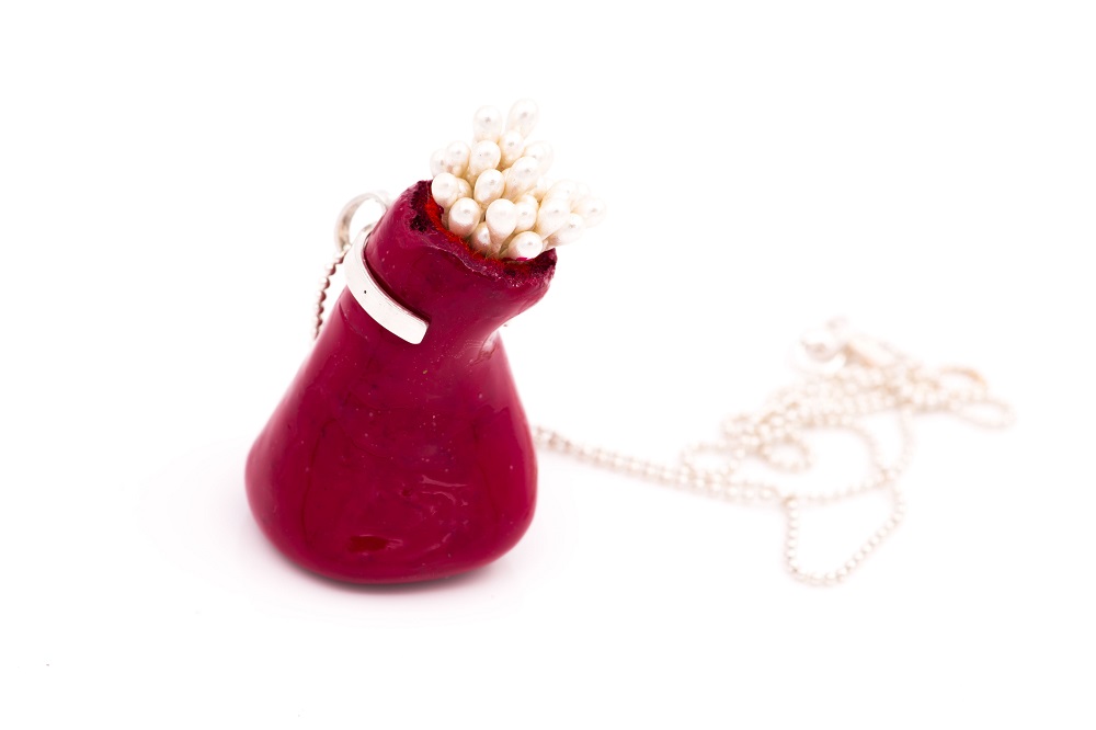 Silver Red Vase Necklace