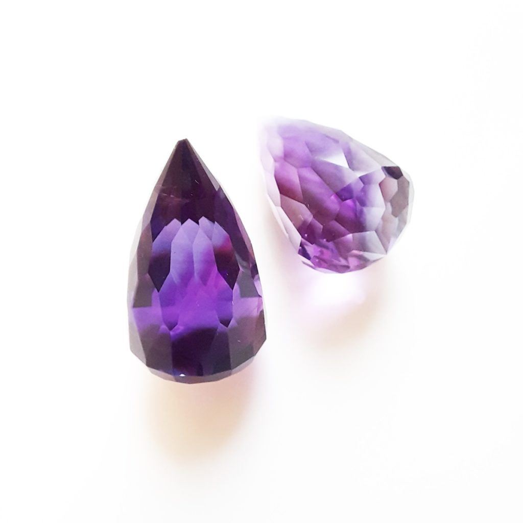 Amethysts drop pair 40 ct