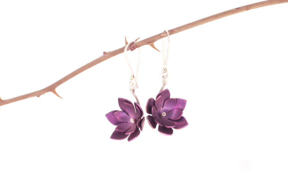 Magenta Lotus Titanium Earrings