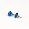Petite blue wood earrings