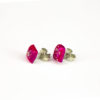 Petite magenta wood earrings