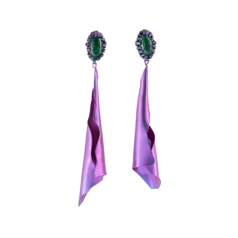Green Jade Titanium Earrings